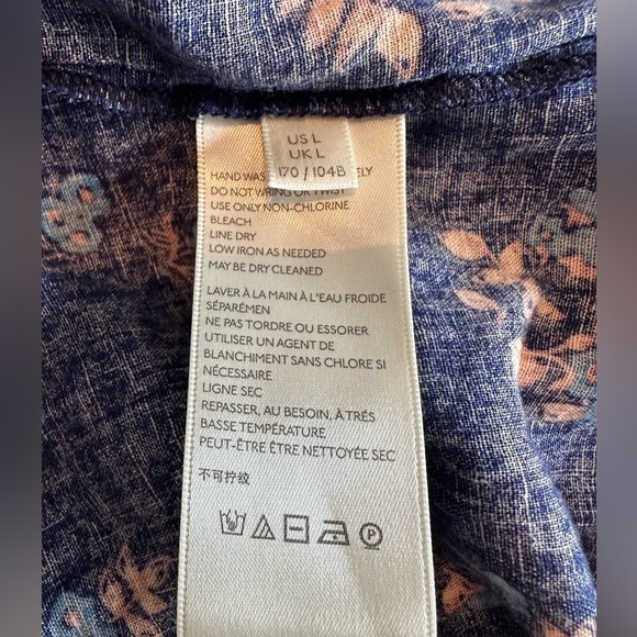 Free People Beautiful Floral Printed Open Back Long Sleeve Mini Dress Size Large - Picture 9 of 10